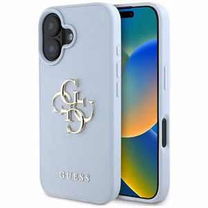 Guess Hardcase PU Grained Big 4G and Classic Logo Suojakuori iPhone 16 6,1":lle - sininen