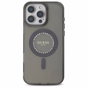 Guess IML Rhinestones MagSafe Suojakuori iPhone 16 Pro Max:lle - musta