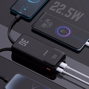 Dudao K15MAX 30000mAh PD 22.5W Powerbank sisäänrakennetuilla kaapeleilla - musta