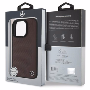 Mercedes MB Wood Imitation Nahkainen MagSafe Suojakuori iPhone 16 Pro Max:lle - Punainen