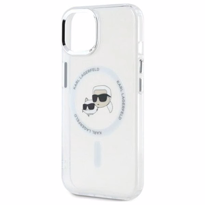 Karl Lagerfeld IML Metal Karl&Choupette Head MagSafe suojakuori iPhone 14:lle - valkoinen
