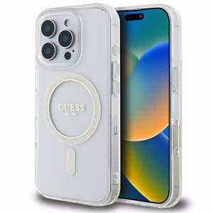 Guess IML Glitter Circle MagSafe suojakuori iPhone 16 Pro Max:lle - läpinäkyvä
