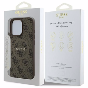 Guess 4G Ring Classic Logo MagSafe Suojakuori iPhone 16 Pro Max:lle - Ruskea