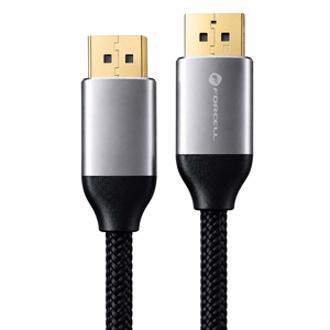 Forcell DisplayPort 2.1 -kaapeli, 16K/60 Hz, 8K/120 Hz, 4K/240 Hz, HDR, Ethernet, G-SYNC/FreeSync, 80 Gbit/s, 2 m – musta