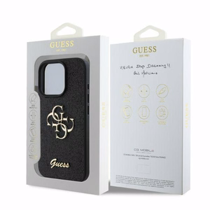 Guess Fixed Glitter Big 4G kotelo iPhone 16 Pro Max - musta