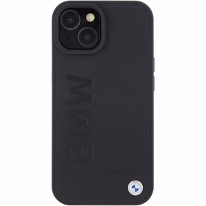 BMW Suojakuori iPhone 15 Plus 6,7:lle BMHMP15MSLLBK musta HC Magsafe Nahkainen Hot Stamp