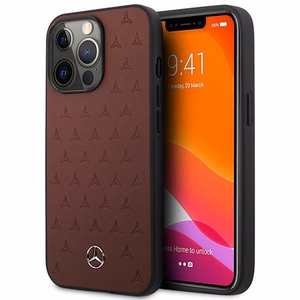 Mercedes MEHCP13LPSQRE iPhone 13 Pro / 13 6,1" czerwony/red hardcase Leather Stars Pattern