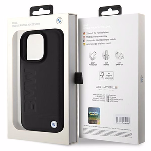BMW Leather Hot Stamp iPhone 16 Pro Max Suojakuori - Musta