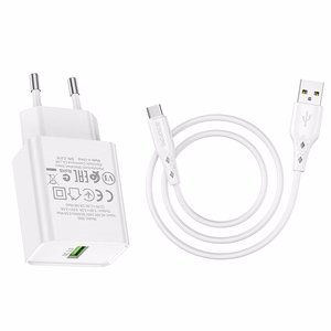 Borofone Wall charger BN5 Sunlight - USB - QC 3.0 18W with USB to Type C cable white