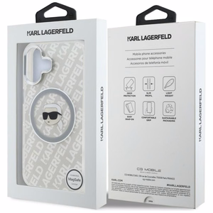 Karl Lagerfeld IML Karl Head Logo MagSafe suojakuori iPhone 16 - harmaa