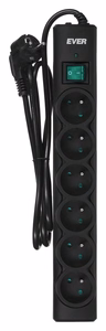 Ever T/LZ08-OPT015/0000 Optima – surge-protected power strip with 6 sockets, 1.5 m, black