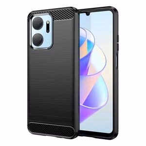 Carbon Case joustava silikoninen hiilikuitusuojakuori Honor Play 40 Plus / Honor X7a:lle musta