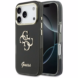 Guess IML 4G Script Metal Suojakuori iPhone 17 Pro:lle - Musta
