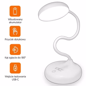 Langaton LED-pöytälamppu 6W, 3000/4500/6000K, kosketusohjaus, 3000mAh, valkoinen, LTC