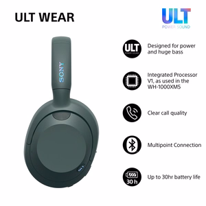 Sony ULT WEAR – langattomat Bluetooth-kuulokkeet ULT POWER SOUND -äänellä, syvällä bassolla, melunvaimennuksella ja jopa 30 h akulla