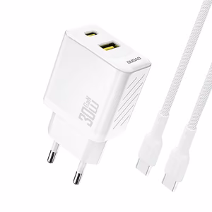 Dudao A27TCEU PD 30W GaN USB-A USB-C seinälaturi USB-C kaapelilla - valkoinen