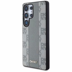 DKNY Nahkainen Checkered Pattern MagSafe Suojakuori Samsung Galaxy S25 Ultra:lle - harmaa