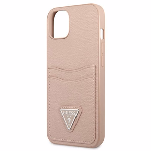 Guess GUHCP13MPSATPP iPhone 13 6.1 "pink / pink hardcase SaffianoTriangle Logo Cardslot