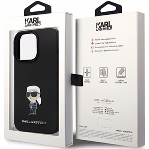 Karl Lagerfeld KLHCP13LSMHKNPK Suojakuori iPhone 13 Pro / 13:lle - musta Silikoninen Ikonik Metal Pin
