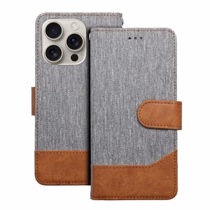Läppäsuojakuori iPhone 16 PLUS -lle Jeans Book harmaa