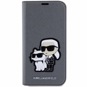 Karl Lagerfeld KLBKP14SSANKCPG iPhone 14 6.1 kirjakuori hopeinen/hopeinen Saffiano Karl & Choupette