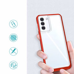 Clear 3in1 suojakuori Samsung Galaxy S23+:lle silikoninen kuori kehyksellä punainen