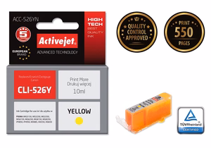 Activejet ACC-526YN – keltainen mustekasetti, korvaa tuotteen Canon CLI-526Y, 10 ml, Supreme