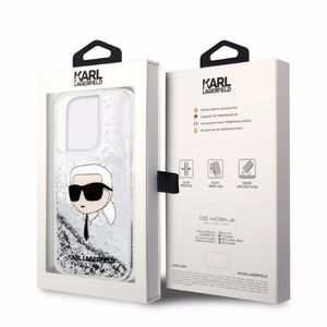 Karl Lagerfeld KLHCP14LLNKHCH iPhone 14 Pro 6.1" hopeinen/hopeinen kovakuori Glitter Karl Head