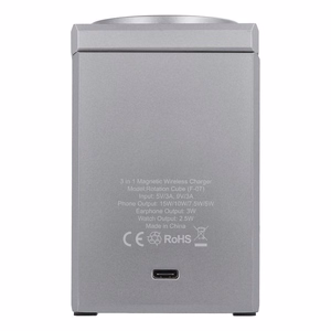 Langaton laturi Forcell F-Energy 3in1 Rotation Cube Qi2 yhteensopiva MagSafe-n kanssa (F-06) hopeinen