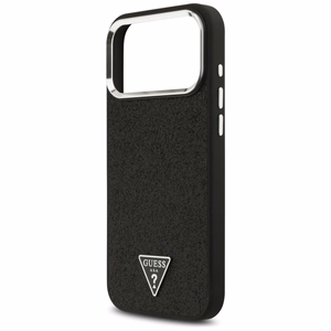 Guess Glitter Triangle Logo MagSafe Suojakuori iPhone 17 Pro Max:lle - Musta