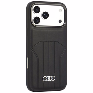 Audi -keinonahkasuojakuori laitteelle iPhone 18 Pro Max / 17 Pro Max, MagSafe-yhteensopiva – musta