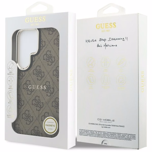Guess suojakuori 4G Embossed Ring MagSafe Samsung Galaxy S26 Ultra:lle ruskea