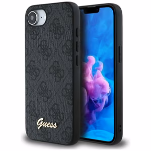Guess HC MagSafe 4G PU Script Logo Suojakuori iPhone 16e:lle - Musta