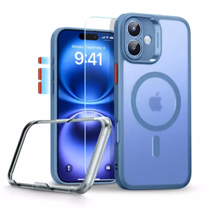 ESR Classic Pro Set Halolock MagSafe suojakuori iPhone 16 -puhelimelle - sininen