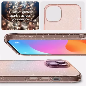 Spigen Liquid Crystal Glitter iPhone 15 Plus Suojakuori - Vaaleanpunainen/Kirkas