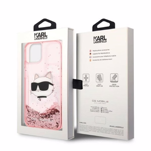 Karl Lagerfeld Glitter Choupette Head suojakuori iPhone 14 Plus:lle - vaaleanpunainen