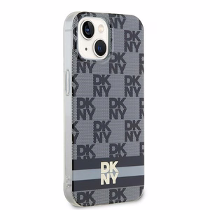 DKNY IML Ruudullinen Mono-kuvio ja Painetut Raidat MagSafe Suojakuori iPhone 15/14/13:lle - musta