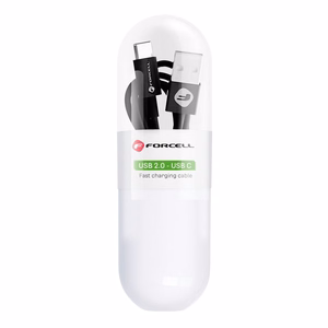 Kaapeli USB A - USB C Forcell F-Energy 2,1A Tube 1 m C319 musta