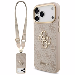Guess 4G Big 4G Classic Logo Big Strap Metal Buttons suojakuori iPhone 17 Pro Max - pinkki