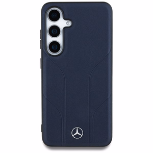 Mercedes Nahkainen Debossed Lines MagSafe Suojakuori Samsung Galaxy S25:lle - sininen