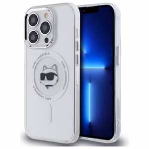 Karl Lagerfeld IML Metal Choupette Head MagSafe iPhone 13 Suojakuori - valkoinen