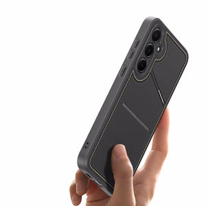 Dux Ducis Rafi II Suojakuori Samsung Galaxy S25:lle jalustalla ja lompakolla - Musta