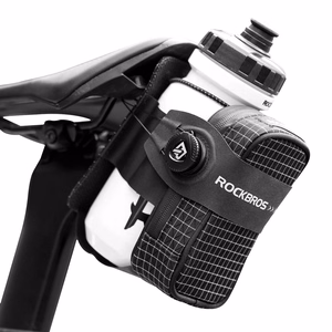Rockbros P010 0.2L polkupyörän satulalaukku 0.6L pullopidikkeellä - musta