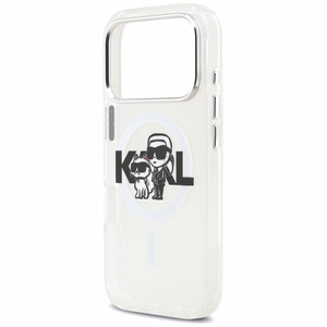 Karl Lagerfeld IML Glitter Karl & Choupette Sketch Logo MagSafe suojakuori iPhone 17 Pro - kirkas