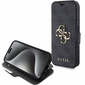 Guess 4G Metal Logo suojakuori iPhone 15 Pro:lle - harmaa