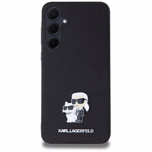 Original Pouch KARL LAGERFELD hardcase Saffiano Karl&Choupette Pin KLHCSA35SAKCNPK Samsung Galaxy A35:lle musta