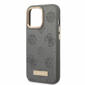 Guess GUHMP13LSAPSTG iPhone 13 Pro / 13 6.1" harmaa/harmaa kova Suojakuori Peony Logo Plate MagSafe