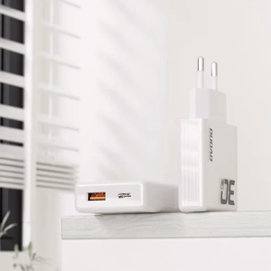 GaN Dudao A30EUL 30W USB-A / USB-C Wall Charger + USB-C - Lightning Cable - White
