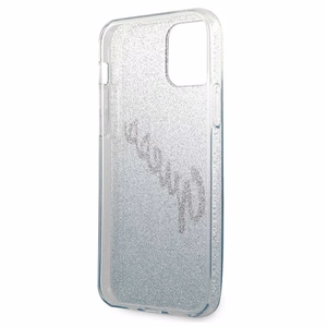 Guess tapauksessa iPhone 12 / 12 Pro 6,1" GUHCP12MPCUGLSBL sininen kova tapaus Glitter Gradient Script