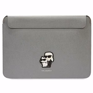 Karl Lagerfeld Saffiano Karl&Choupette case for a 16" laptop - silver